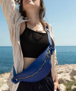 Leather belt bag for women