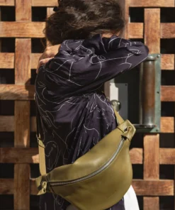 XL fanny pack, chest bag, khaki leather