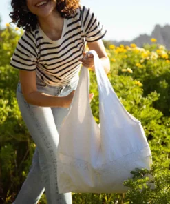 Marthe tote bag - vintage openwork fabric